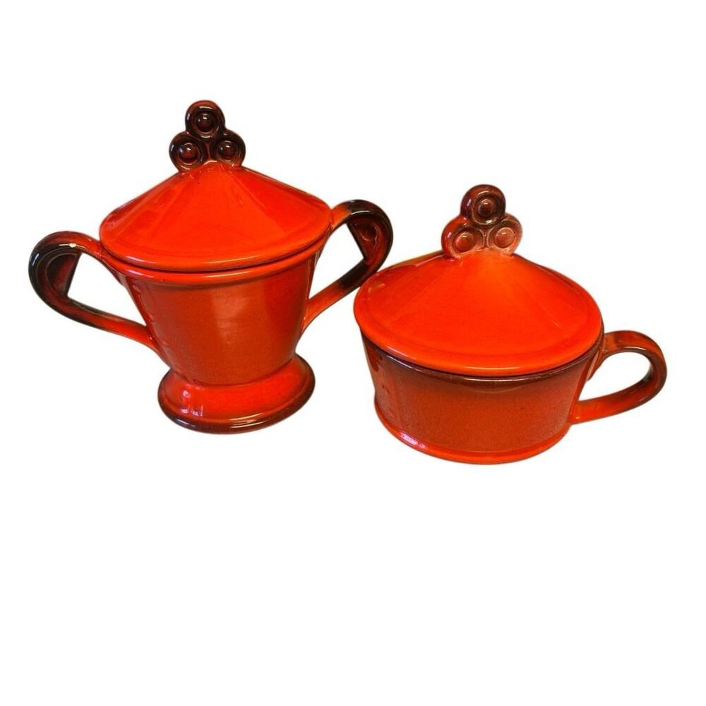 VTG Metlox Poppytrail Red Rooster Lidded Sugar Bowl & Handled Soup Bowl Lot MCM